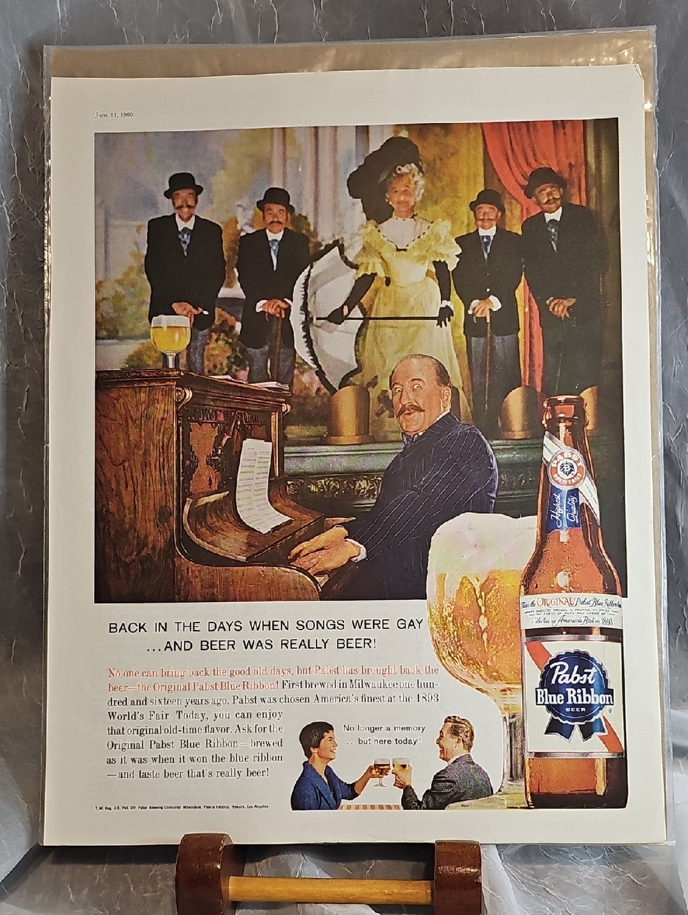 1960 Pabst Blue Ribbon Vintage Advertisment -Reminder of how life used to be